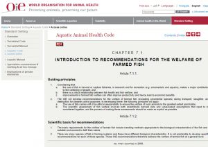OIE 水生動物衛生規約　養殖魚の福祉