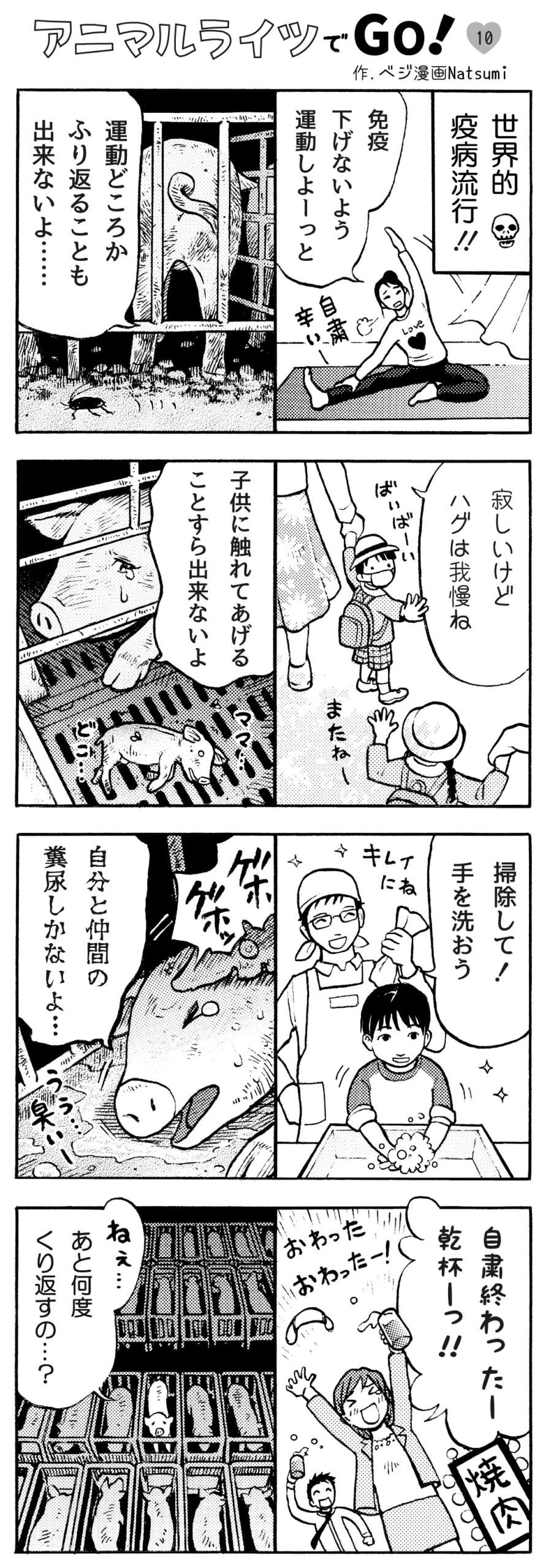 アニマルライツでgo 漫画で伝える 自粛が辛い は 畜産動物たちに希望を Hope For Animals 鶏 豚 牛などのアニマルウェルフェア ヴィーガンの情報サイト